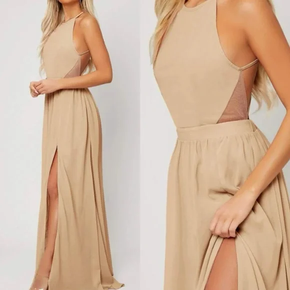 Luxe champagne open back maxi dress - Picture 2 of 16